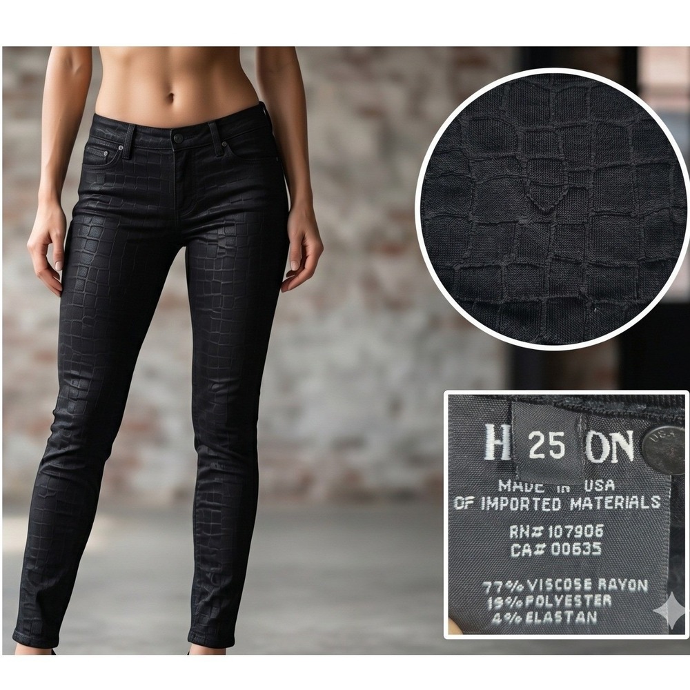 Hudson Barbara High Waist Super Skinny Jeans Size 25 Black Croc Print Textured - Picture 1 of 12